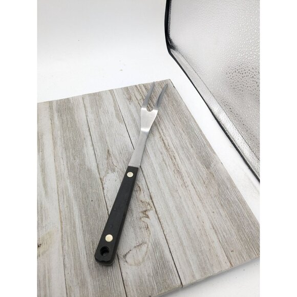 Vintage Flint Arrowhead Stainless USA Serving Meat Fork 12" Black Handle USA - Picture 4 of 8